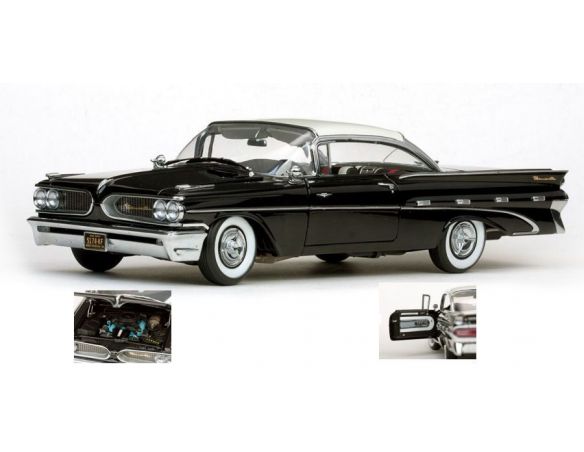 SunStar SS5174 PONTIAC BONNEVILLE HARD TOP 1959 BLACK W/IVORY ROOF 1:18 Modellino