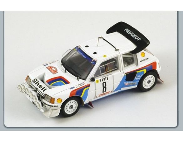 Spark Model S1285 PEUGEOT 205 T16 EVO 2 N.8 6th M.CARLO 1986 1:43 Modellino