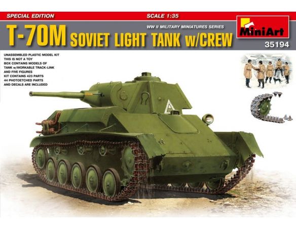 Miniart MIN35194 T-70 SOVIET LIGHT TANK KIT 1:35 Modellino