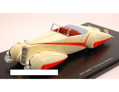 True Scale Miniatures TSM144357 CADILLAC V16 HARTMANN ROADSTER 1934 CREAM WHITE 1:43 Modellino