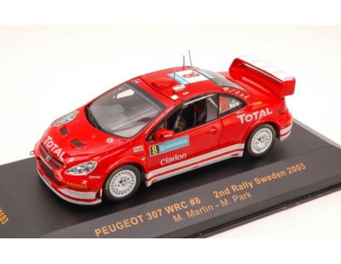 Ixo model RAM183 PEUGEOT 307 WRC N.8 2nd SWEDEN 2005 MARTIN-PARK 1:43 Modellino