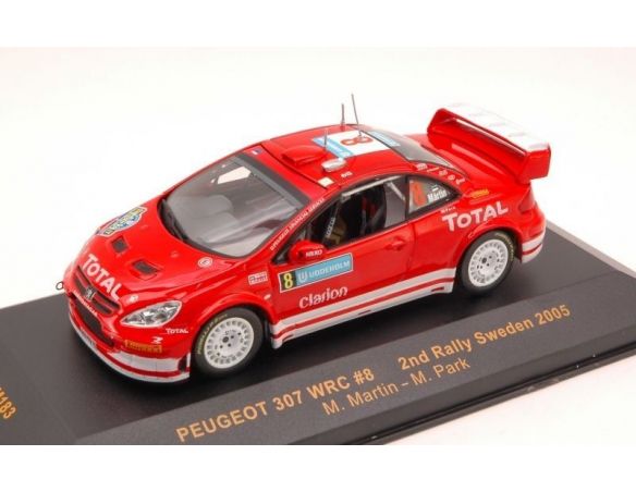 Ixo model RAM183 PEUGEOT 307 WRC N.8 2nd SWEDEN 2005 MARTIN-PARK 1:43 Modellino