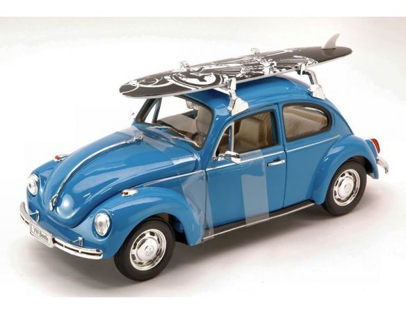 Welly WE4362BL VW BEETLE 1959 W/WINDSURF BLUE 1:24 Modellino