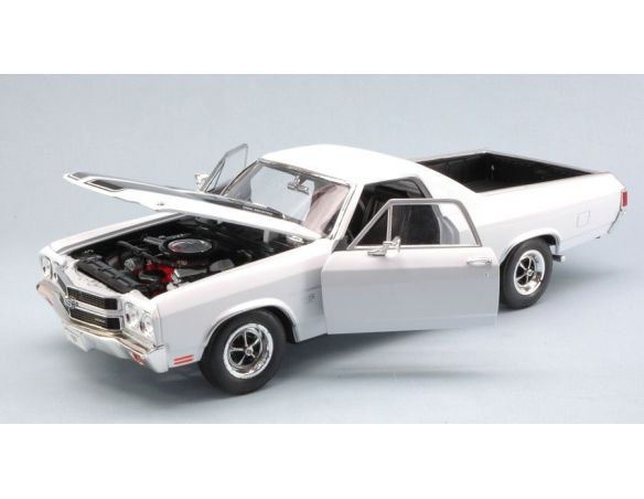 Welly WE2543W CHEVROLET EL CAMINO 1970 WHITE W/BLACK STRIPES  1:18 Modellino