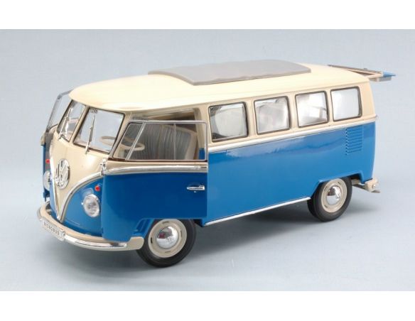 Welly WE2531BL VW BUS 1962 BLUE/WHITE 1:18 Modellino