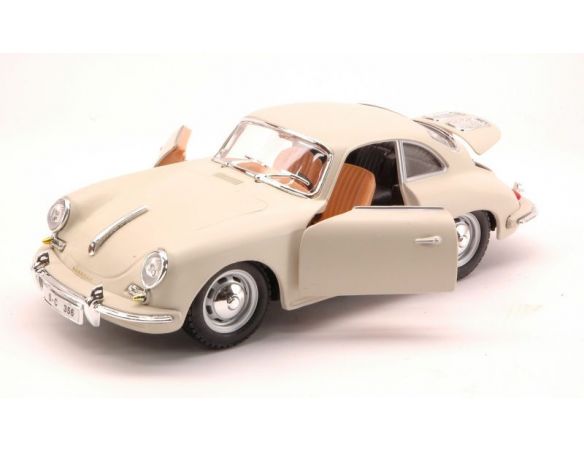 BBURAGO BU22079W PORSCHE 356 B COUPE  1961 WHITE-CREAM 1:24 Modellino