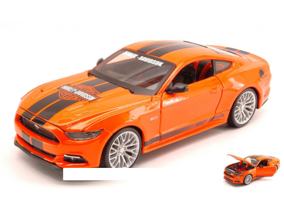 Maisto MI32188 FORD MUSTANG GT 2015 HARLEY DAVIDSON ORANGE 1:24 Modellino