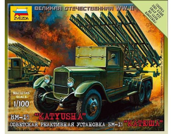 Zvezda Z6128 KATJUSHA SOVIET ROCKET LAUNCHER KIT 1:100 Modellino