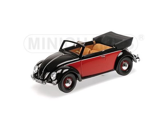 Minichamps PM107054132 VW 1200 CABRIOLET 1949 BLACK & RED 1:18 Modellino
