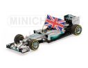 Minichamps PM410140544 MERCEDES W05 L.HAMILTON 2014 N.44 WINNER ABU DHABI GP WITH FLAG 1:43 Modellino