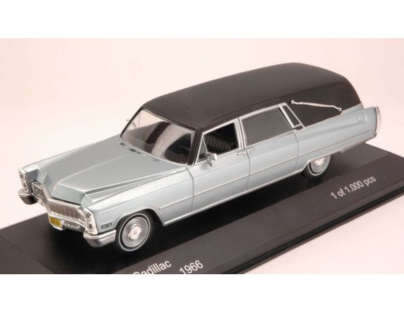 White Box WB137 CADILLAC HEARSE 1966 LIGHT SILVERBLUE 1:43 Modellino