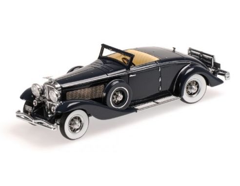MINICHAMPS 437150332 DUESENBERG SJN SUPERCHARGED CONVERTIBLE COUPE’ 1936 DARK BLUE Modellino