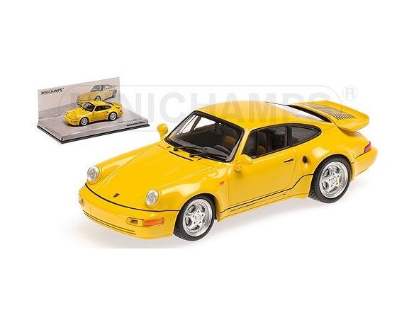MINICHAMPS 436069170 PORSCHE 911 TURBO S 3.3 964 LEICHTBAU 1992 YELLOW 25 YEARS PORSCHE EXCLUSIVE Modellino