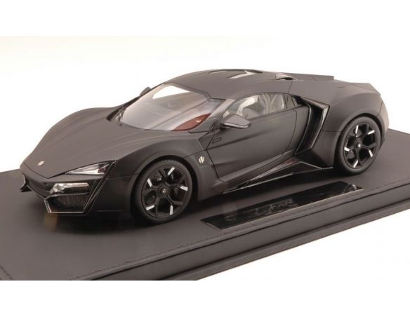 TopMarques TOP30DWS LYKAN HYPERSPORT 2014 MATT BLACK W/ACRILIC COVER AND LEATHER BASE 1:18 Modellino