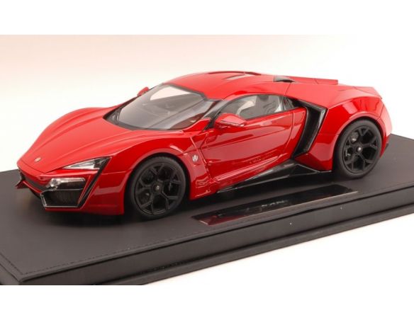 TopMarques TOP30AS LYKAN HYPERSPORT 2014 ROYAL RED WITH ACRILIC COVER AND LEATHER BASE 1:18 Modellino