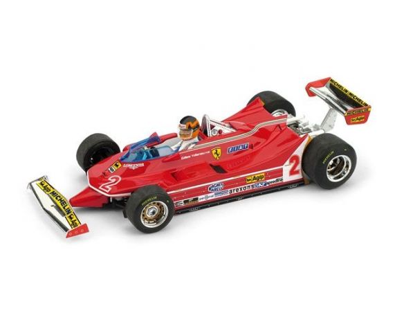 Brumm BM0575CH FERRARI 312 T5 G.VILLENEUVE 1980 N.2 BRAZIL GP + PILOTE 1:43 Modellino