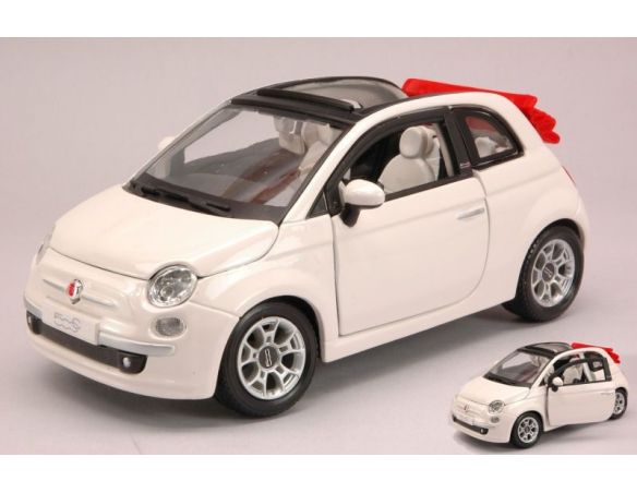 BBURAGO BU22117W FIAT NUOVA 500 CABRIOLET 2010 WHITE 1:24 Modellino