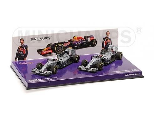 MINICHAMPS 472150326 RED BULL RB11 TWO CAR SET RICCIARDO KVYAT PRE-SEASON TESTING 2015 Modellino