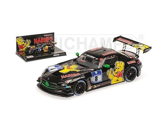 MINICHAMPS 437153508 MERCEDES BENZ SLS AMG TEAM HARIBO RACING ALZEN HOLZER SIEDLER 24H NURBURGRING 2015 Modellino