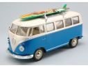 Welly WE0952BL VW T1 BUS W/SURFBOARD 1963 BLUE/CREAM 1:24 Modellino