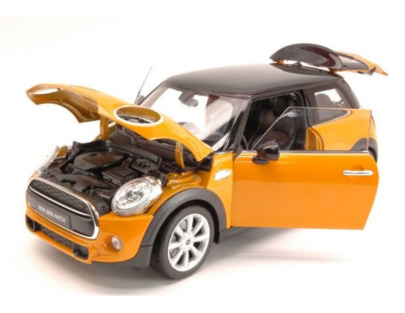 Welly WE8050OR NEW MINI HATCH 2015 ORANGE W/BLACK ROOF 1:18 Modellino