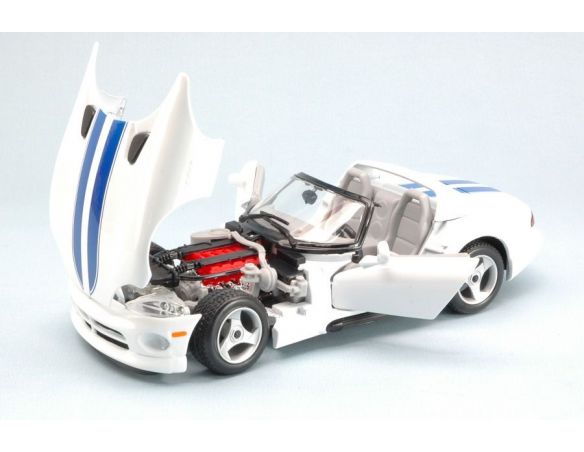 Bburago BU22024W DODGE VIPER RT/10 1992 WHITE W/BLUE STRIPES 1:24 Modellino