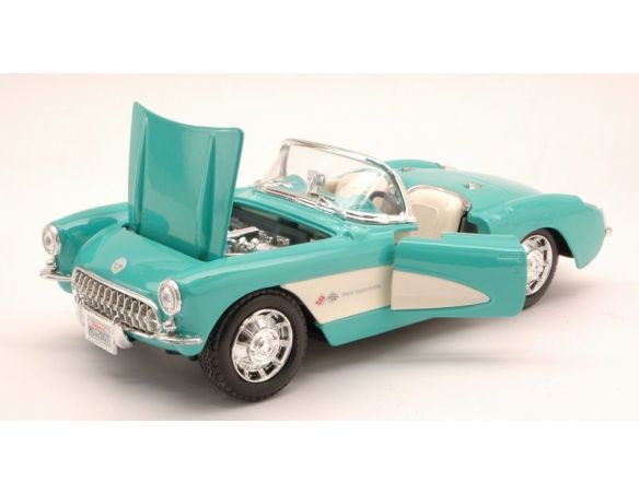 Maisto MI31275GR CHEVROLET CORVETTE 1957 AQUAMARINE 1:24 Modellino