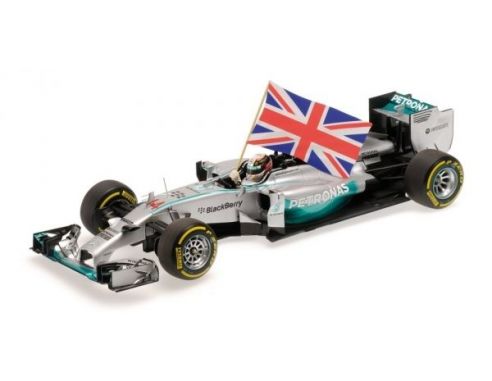 MINICHAMPS 110140544 MERCEDES AMG W05 LEWIS HAMILTON WINNER ABU DHABI GP 2014 WITH FLAG WORLD CHAMPION FORMULA 1 2014 Modellino