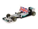 MINICHAMPS 110140544 MERCEDES AMG W05 LEWIS HAMILTON WINNER ABU DHABI GP 2014 WITH FLAG WORLD CHAMPION FORMULA 1 2014 Modellino
