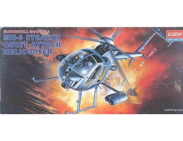 academy Hobby Model 1691 MH-6 STEALTH QUIET ATTACK HELICOPTER 1:48 Modellino