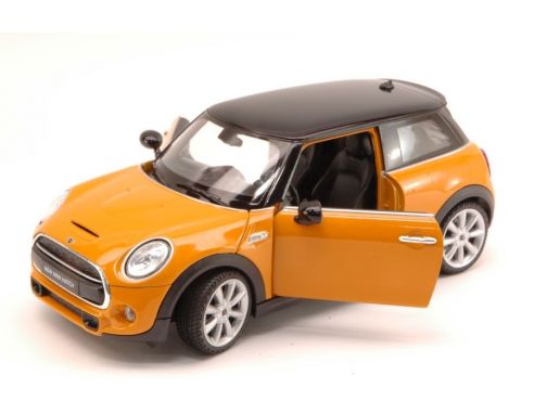 Welly WE4058OR NEW MINI COOPER HATCH 2014 OCHRE W/BLACK ROOF 1:24 Modellino