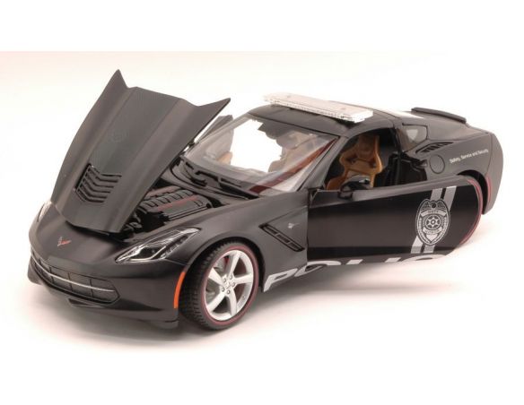 Maisto MI36212 CORVETTE STINGRAY 2014 SAFETY SERVICE AND SECURITY MATT BLACK 1:18 Modellino