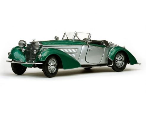SunStar SS2404 HORCH 855 ROADSTER 1939 SILVER/METALLIC GREEN 1:18 Modellino
