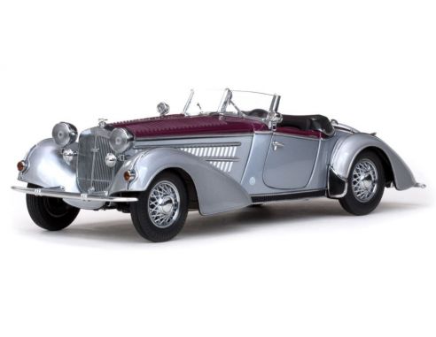 SunStar SS2402 HORCH 855 SPECIAL ROADSTER 1939 SILVER/DARK RED 1:18 Modellino
