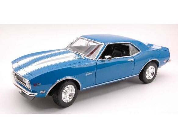 Welly WE0854 CHEVROLET CAMARO Z 28 1968 BLUE W/BLUE STRIPES 1:18 Modellino