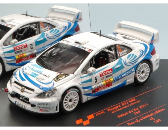 Vitesse VE43045 PEUGEOT 307 WRC N.5 2nd RALLYE DU VAR 2011 S.SARRAZIN-J.RENUCCI 1:43 Modellino
