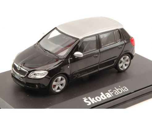 Abrex AB008DW SKODA FABIA II 2007 BLACK MAGIC W/SILVER ROOF 1:43 Modellino