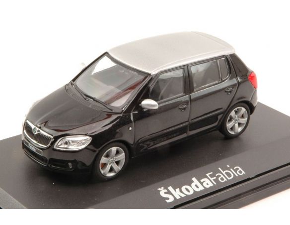 Abrex AB008DW SKODA FABIA II 2007 BLACK MAGIC W/SILVER ROOF 1:43 Modellino