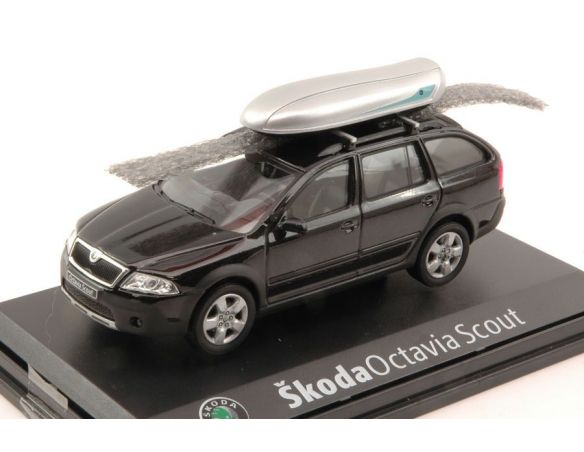 Abrex AB011D01 SKODA OCTAVIA COMBI SCOUT WITH ROOF BOX BLACK MAGIC 1:43 Modellino