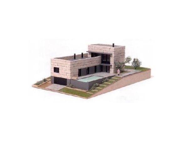 Domus Kits 40601 Villa Moderna (Mattoni chiari) 200x300x115mm 1:87 Kit Modellino