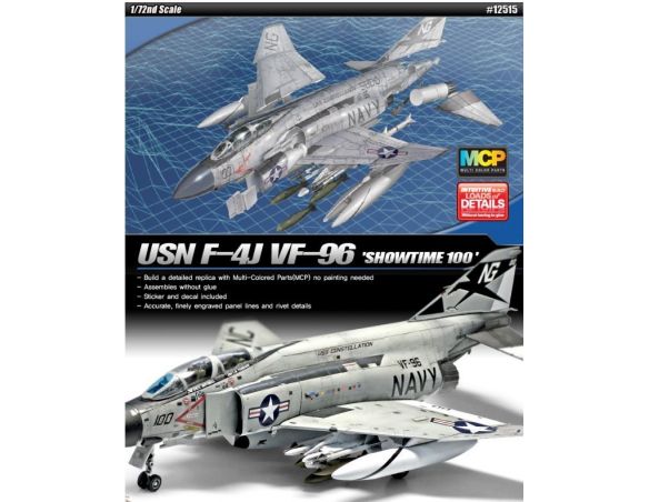 Accademy ACD12515 AEREO USN F-4J VF-96 SHOWTIME 100 KIT 1:72 Modellino