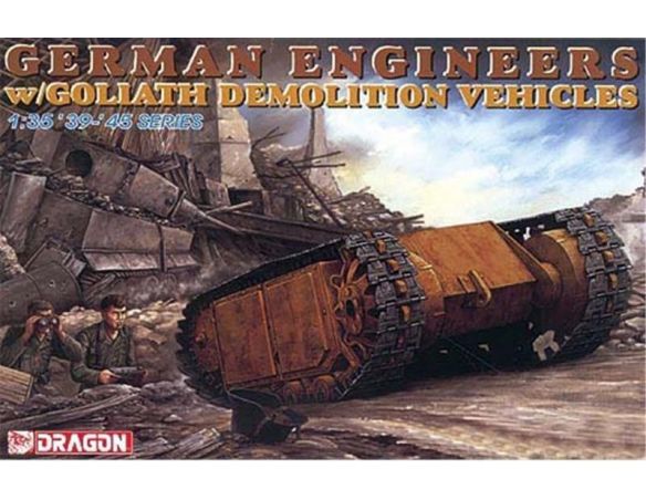 Dragon D6103 GERMAN ENGINEERS W/GOLIATH DEMOLITION VEHICLES KIT 1:35 Modellino