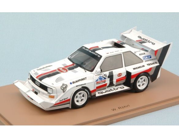 Spark Model S43PP87 AUDI QUATTRO S1 N.1 WINNER PIKES PEAK 1987 W.ROHRL 1:43 Modellino