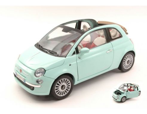 Motormax MTM79164GN FIAT NUOVA 500 CABRIO 2007 GREEN-AQUAMARINE 1:18 Modellino