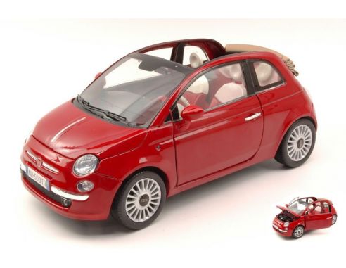 Motormax MTM79164R FIAT NUOVA 500 CABRIO 2007 RED 1:18 Modellino
