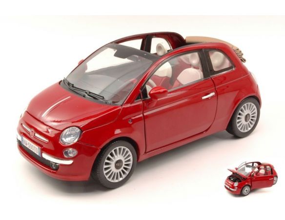 Motormax MTM79164R FIAT NUOVA 500 CABRIO 2007 RED 1:18 Modellino