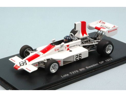 Spark Model S4352 LOLA T370 G.HILL 1974 N.26 6th SWEDEN GP 1:43 Modellino