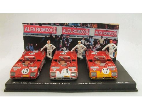 M4 M4300D ALFA ROMEO 33.3 TT SET N.17-18-19  LE MANS 1972 W/FIGURES 1:43 Modellino