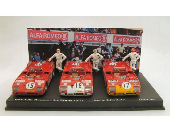 M4 M4300D ALFA ROMEO 33.3 TT SET N.17-18-19  LE MANS 1972 W/FIGURES 1:43 Modellino
