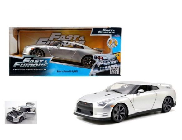 JADA TOYS JADA97212 BRIAN S NISSAN GT-R 35 2009 FAST & FURIOUS 7 SILVER 1:24 Modellino